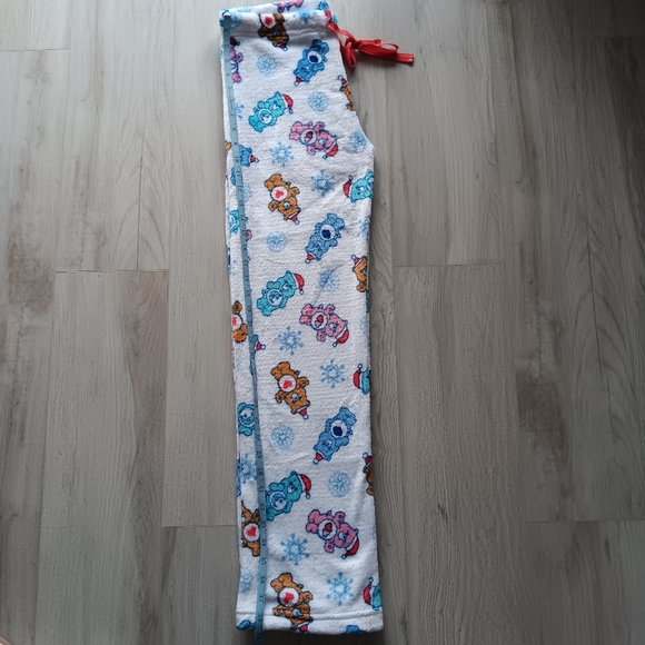 NEW Care Bears Christmas Fleece Pajama Pants Drawstring White Pink Blue Medium - Picture 9 of 12